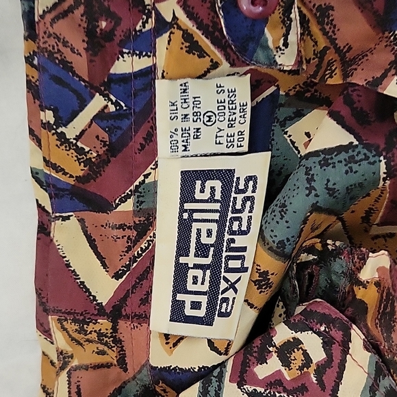 Vintage silk shirt retro print - Picture 5 of 9